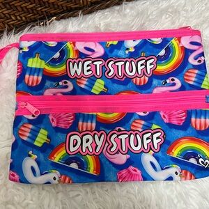 “Justice” Pink & Blue Flamingo 🦩 Organizer Bag “Wet Stuff Dry Stuff” NNT